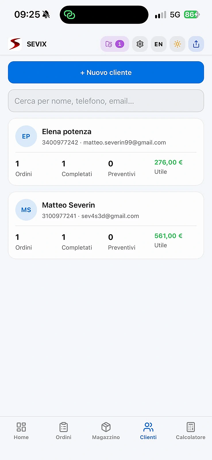 SEVIX: Clienti e redditività