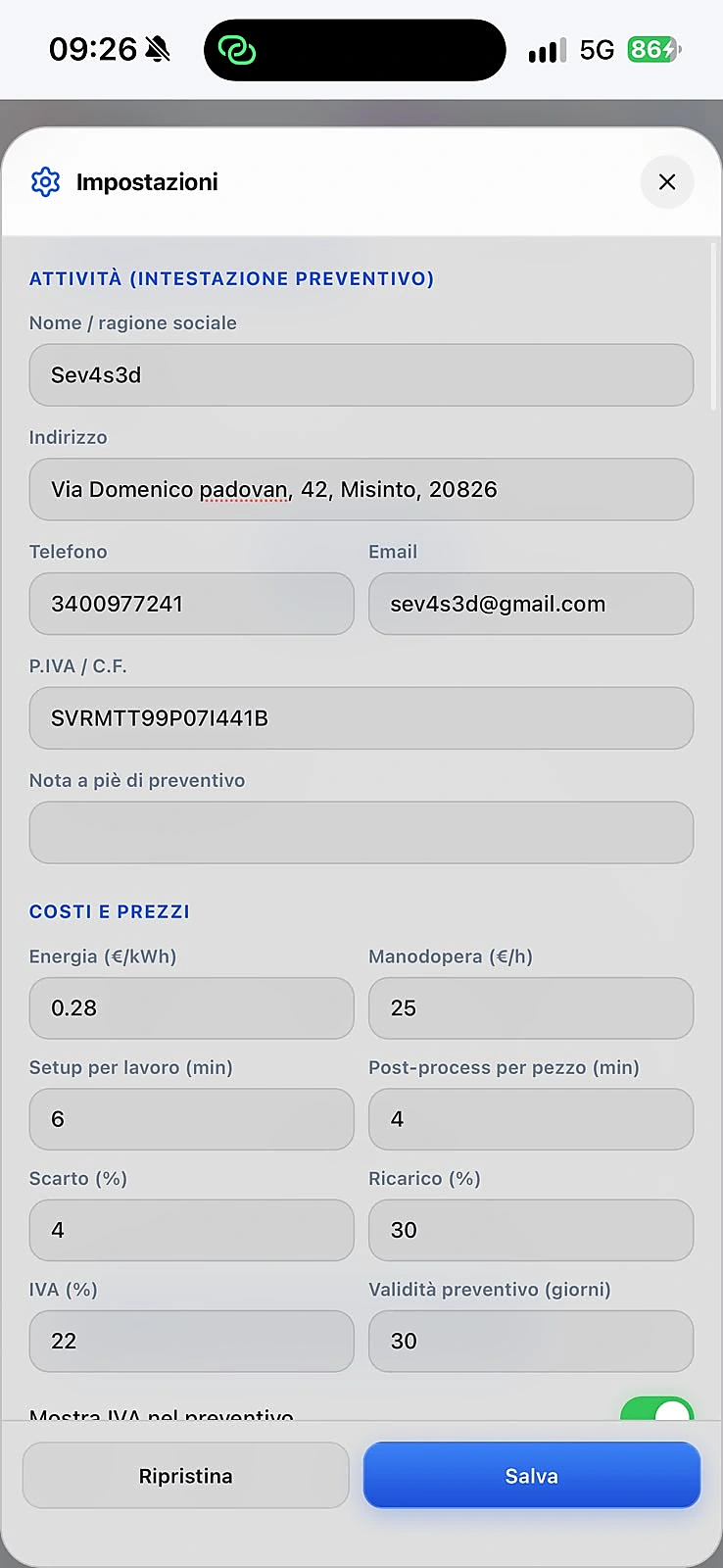 SEVIX: Costi davvero personalizzabili